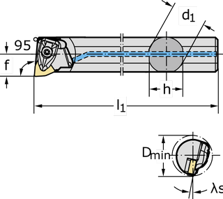 Державка для точения, обработки канавок и резьбонарезания A25T-DWLNR06