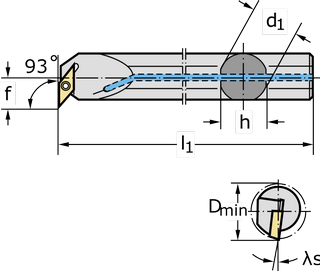 Державка для точения, обработки канавок и резьбонарезания A16R-SVUBR11