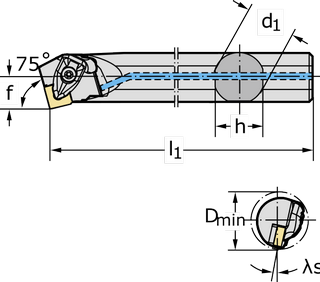 Державка для точения, обработки канавок и резьбонарезания A40T-DSKNR12
