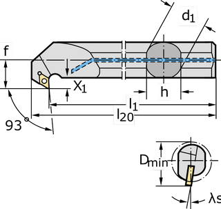 Державка для точения, обработки канавок и резьбонарезания A32T-SDUCL11-X