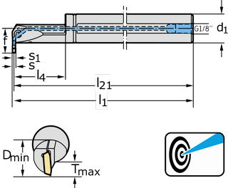 Державка для точения, обработки канавок и резьбонарезания G4221.16RR-3T08-DX18-P