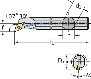 Державка для точения, обработки канавок и резьбонарезания A16R-SDQCL07