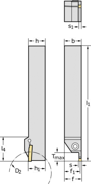 Державка для точения, обработки канавок и резьбонарезания G1011.2525R-5T21GX24